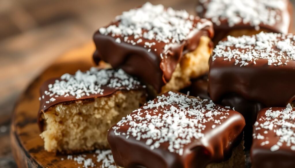 Australian lamingtons chocolate coating