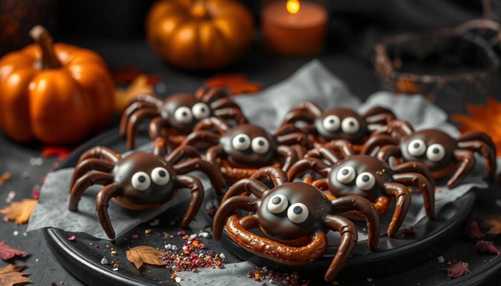 Chocolate Pretzel Spiders