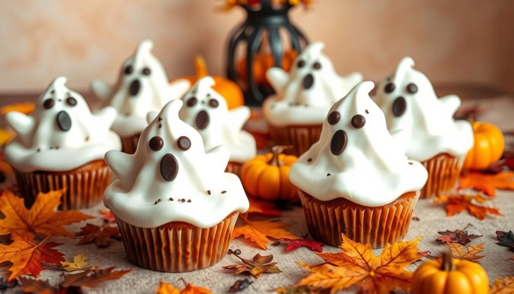 Pumpkin Spice Ghost Cupcakes