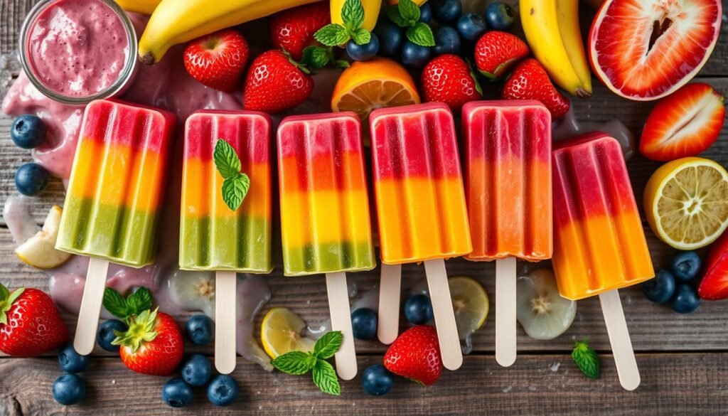 Rainbow Smoothie Pops storage and serving