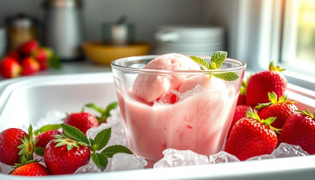 storing strawberry sorbet