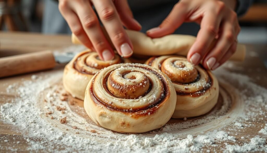 swirling technique for cinnamon buns design